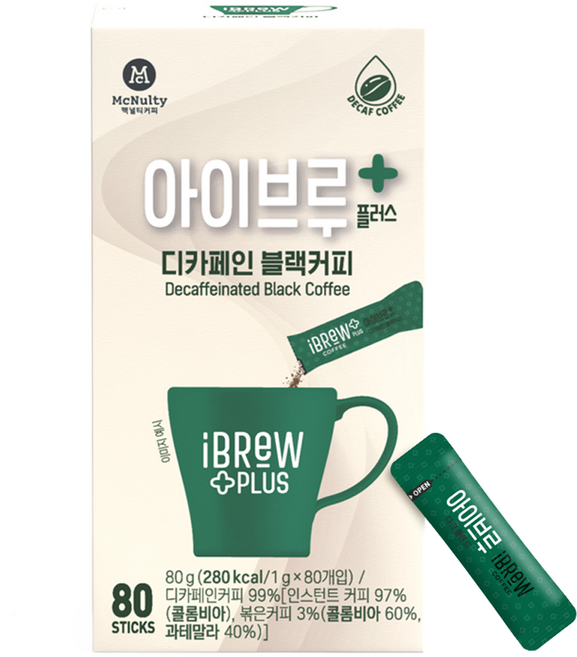 아이브루 플러스 디카페인 블랙커피, 1g, 80개입, 1개