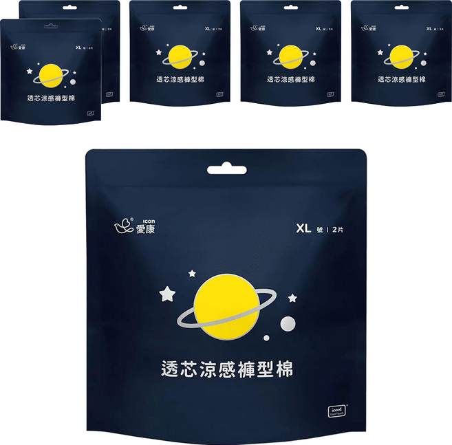 icon 愛康 透芯涼感褲型衛生棉, XL(臀圍90~115cm), 2片, 6包