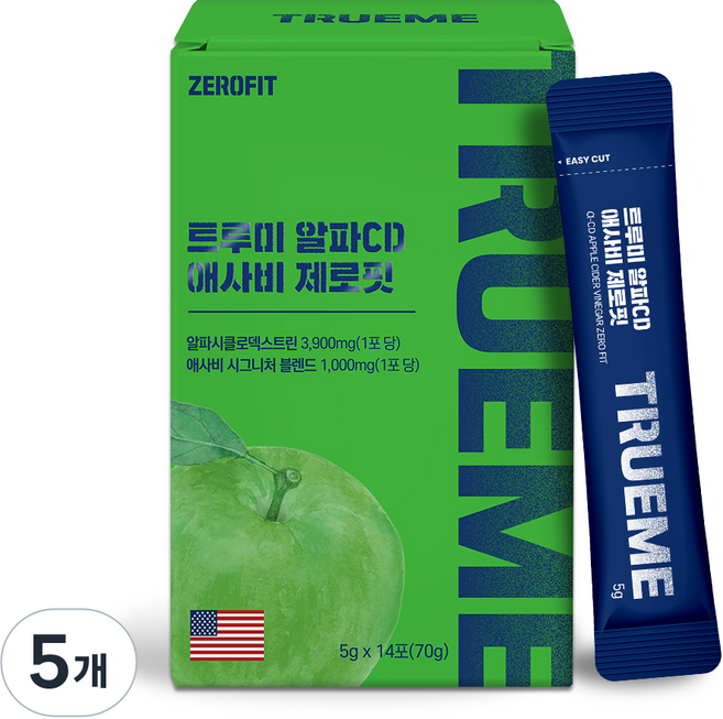 TRUEME 알파CD 애사비 제로핏 사과맛, 5개, 14회분