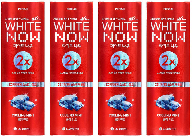 페리오 46센티미터 티엠 화이트 나우 민트 치약, 4개