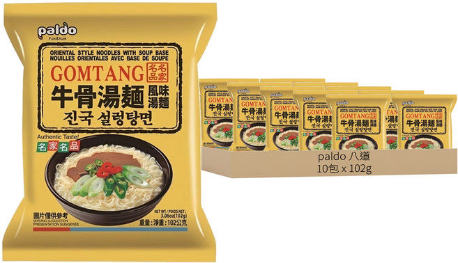 paldo 八道 牛骨湯麵 102g, 10包