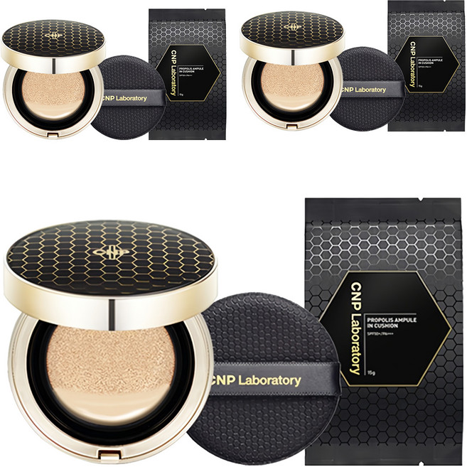 CNP차앤박 프로폴리스 앰플 인 쿠션 파운데이션 15g + 리필 15g 세트, 21호, 3개