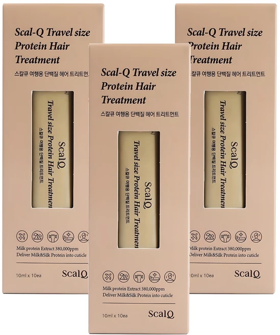 스칼큐 여행용 우유 단백질 헤어 트리트먼트, 100ml, 3개 - 쿠팡