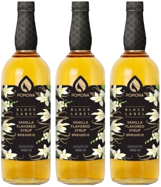 포모나 블랙라벨 바닐라 시럽, 1L, 3개