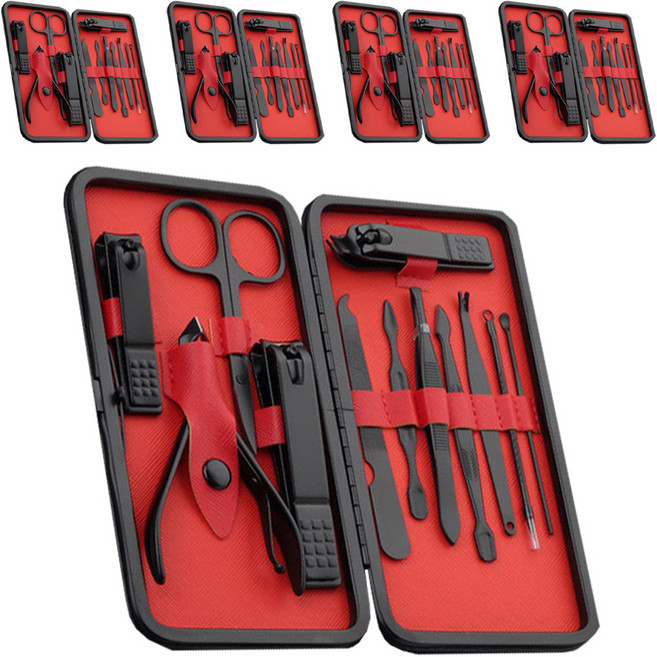 정원전산 손톱깎이 12종 세트 JWN-12B, 블랙, 5세트