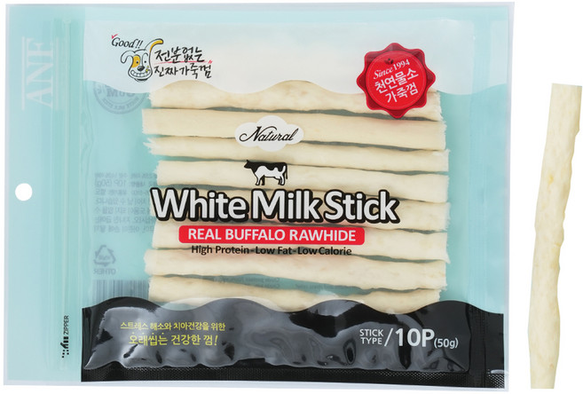 ANF 강아지 로하이드 화이트 스틱 10p, 밀크, 50g, 1개