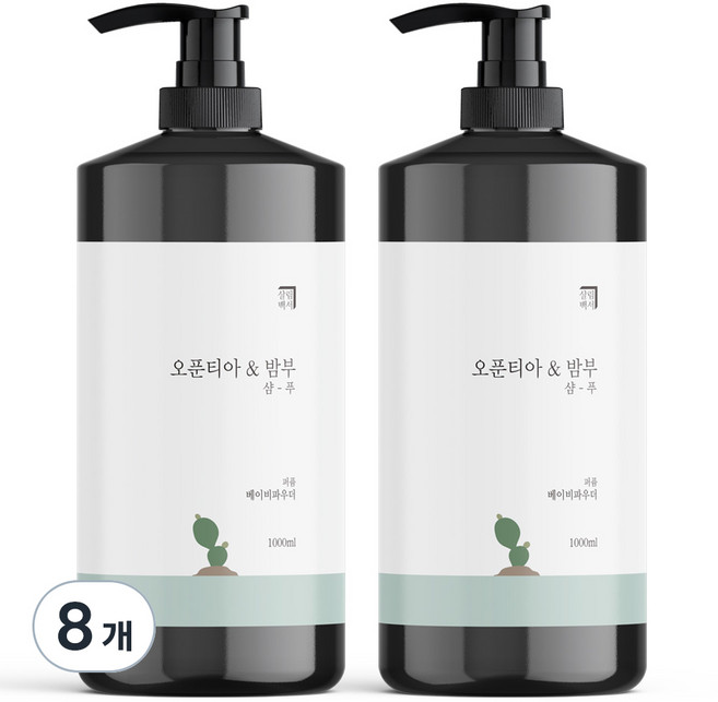 살림백서 오푼티아 앤 밤부 퍼퓸 샴푸 베이비파우더, 1L, 8개