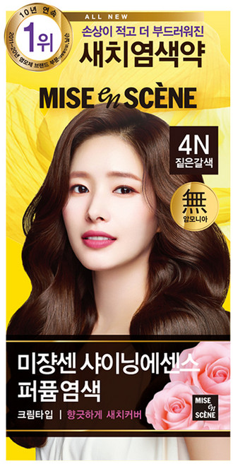 미쟝센 샤이닝 에센스 새치전용 염색제, 4N 짙은갈색, 1개
