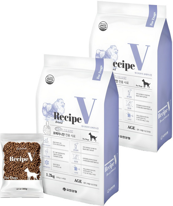 유한양행레시피브이 강아지 처방식사료, 포메라니안, 1.2kg, 2개