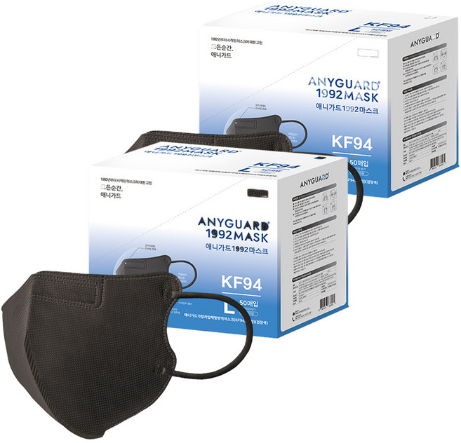 애니가드가컬러입체형방역마스크 KF94 대형, 1개입, 100개, 검정