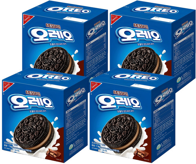 오레오 초콜릿 크림 샌드위치 쿠키, 1kg, 4개