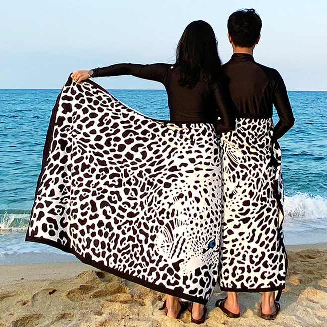 바캉스 Best 커플 비치타올 특대형 100 x 180 cm, 맹수재규어, 2개