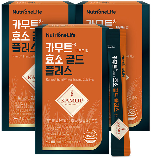 뉴트리원 카무트 브랜드 밀 효소 골드 플러스, 90g, 3개