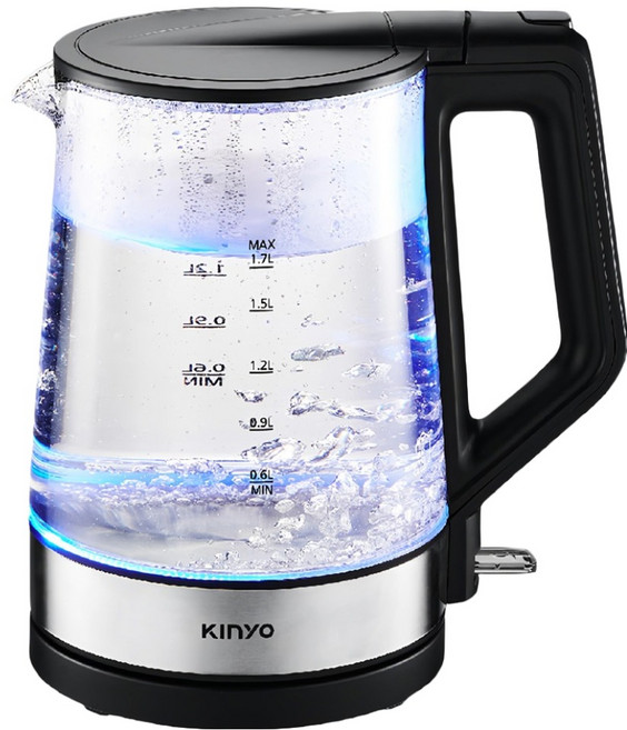 KINYO 玻璃快煮壺 2L大容量LED藍光顯示, ITHP-170