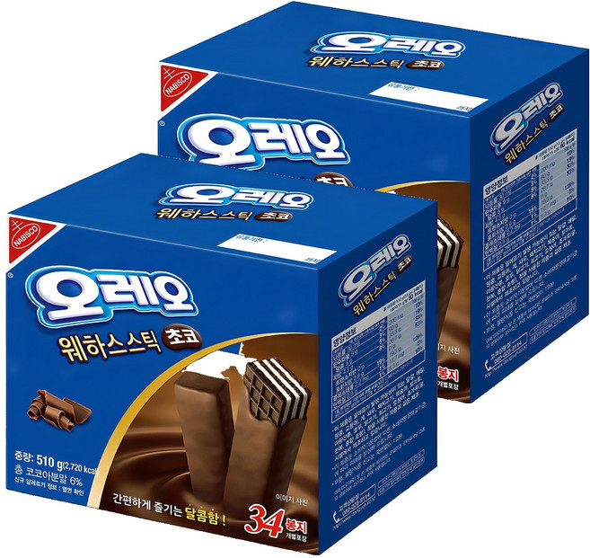 오레오 웨하스스틱 초코, 510g, 2개