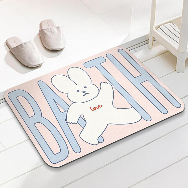 무식이네 뽀송 빨아쓰는 규조토 발매트 60 x 40 cm, C안녕토끼몽, 1개