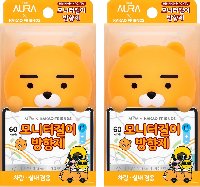 아우라 카카오 모니터걸이 라이언 방향제 플라워바이플로랄향, 4.5ml, 2개, 플로랄