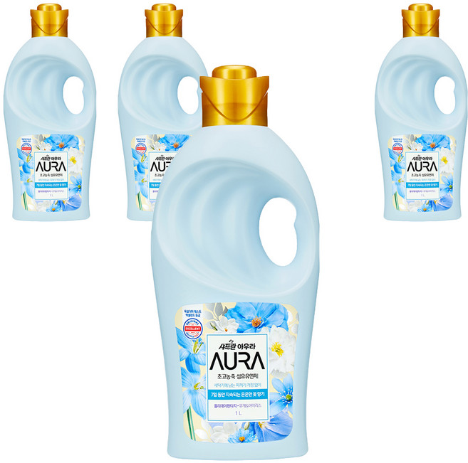 아우라 초고농축 섬유유연제 홀리데이판타지 본품, 1L, 4개