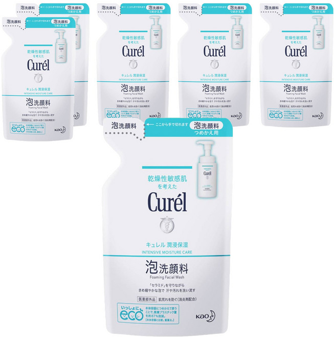 Curel 珂潤 潤浸保濕 洗顏慕絲 補充包, 130ml, 6包