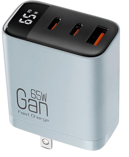 CYKE 手機充電器 65W氮化鎵 三孔充電 快充頭 CYKE-K39, 藍色, 1個