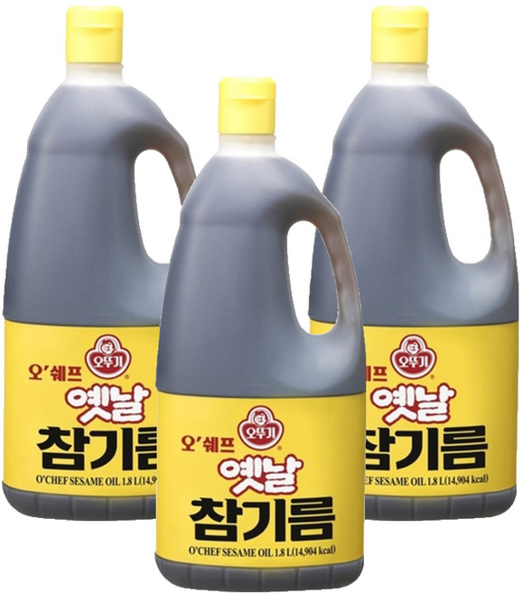 오뚜기옛날 오쉐프 참기름, 1.8L, 3개