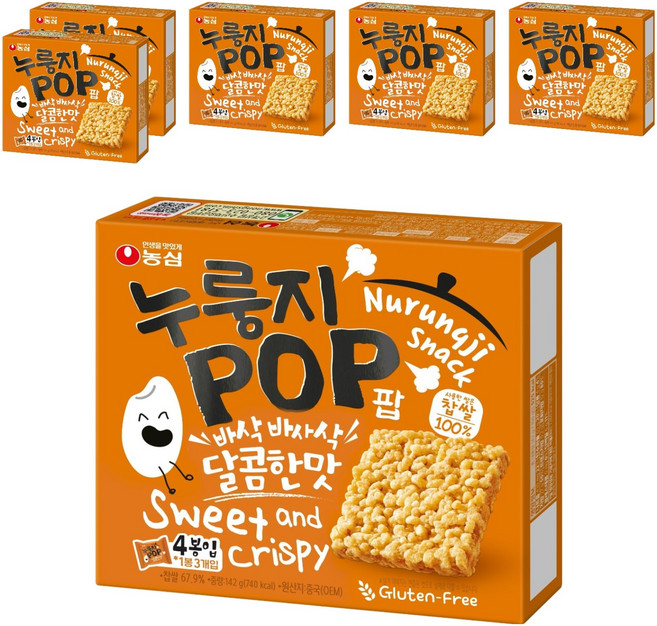농심 누룽지팝, 142g, 6개