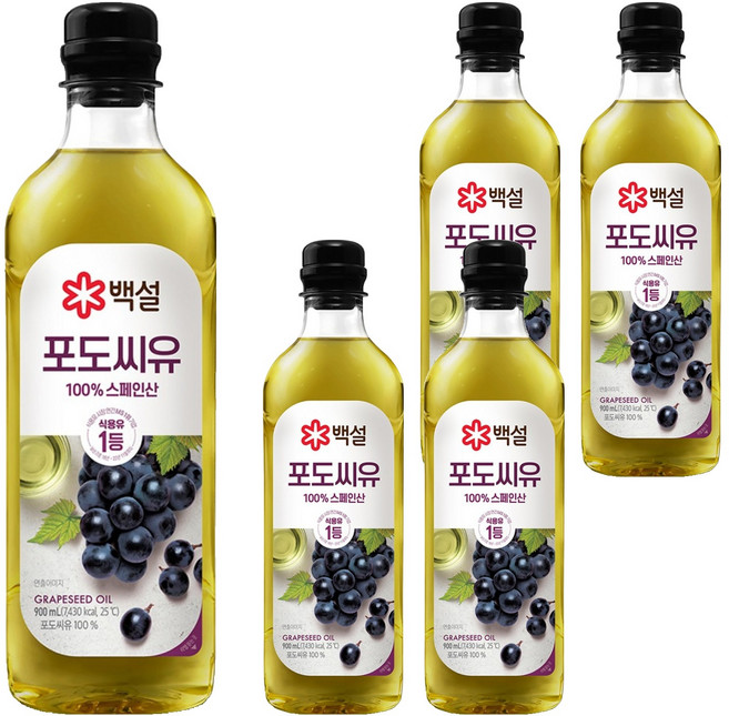 백설 포도씨유, 900ml, 5개