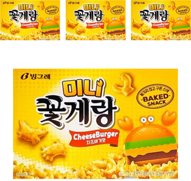 빙그레 꽃게랑 미니 치즈버거, 40g, 4개