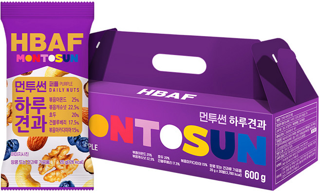 바프 먼투썬 하루견과 퍼플 믹스넛, 20g, 30개