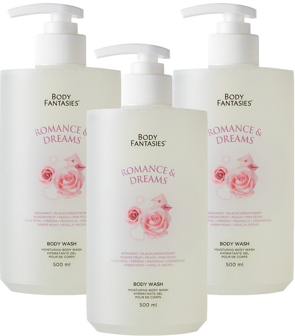 BODY FANTASIES 身體幻想 沐浴乳 羅曼史與夢想, 3個, 500ml
