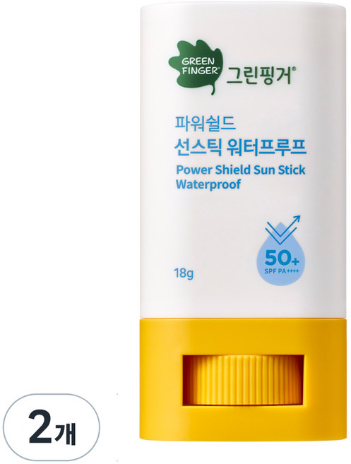 그린핑거 유아용 파워쉴드 선스틱 워터프루프 SPF50+ PA++++, 18g, 2개