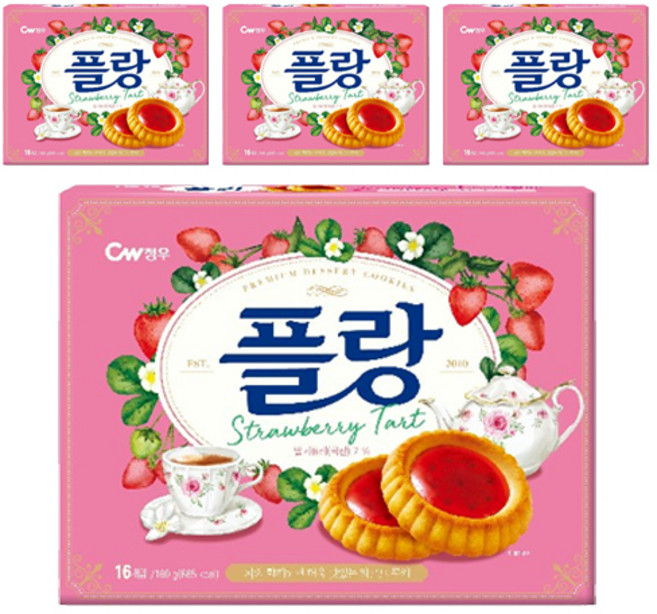 청우식품 플랑 딸기 타르트 쿠키, 160g, 4개