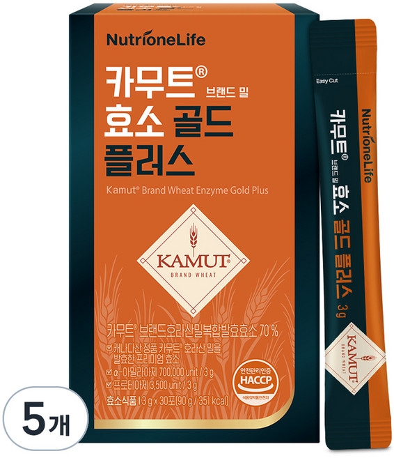 뉴트리원 카무트 브랜드 밀 효소 골드 플러스, 90g, 5개