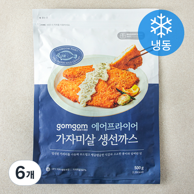 곰곰 에어프라이어 가자미살 생선까스 (냉동), 500g, 6개