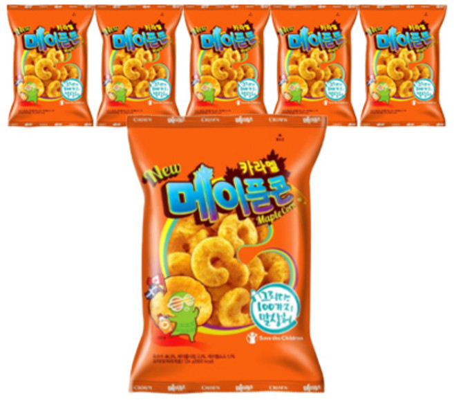 크라운 메이플콘 과자, 124g, 6개