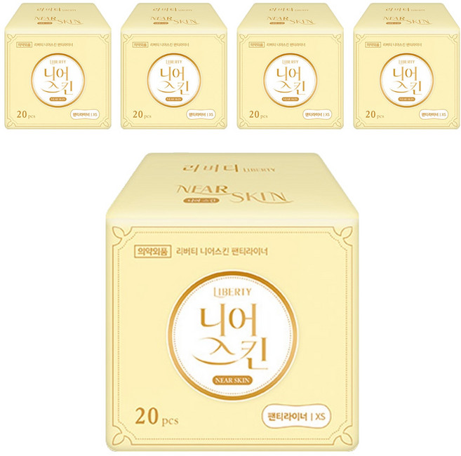 리버티 니어스킨 생리대 팬티라이너, 롱, 20개입, 5개