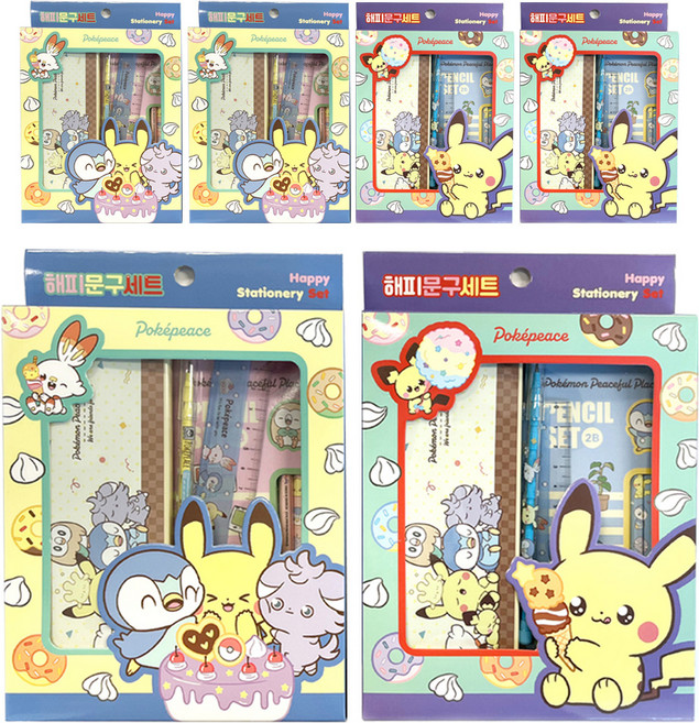 포켓몬스터 해피문구세트 2종, 혼합색상, 3세트