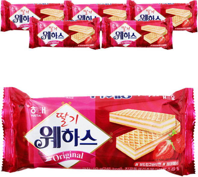 해태제과 딸기 웨하스, 50g, 6개