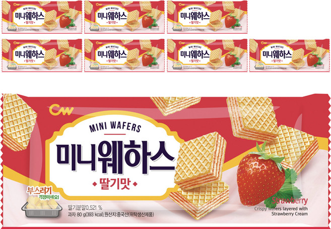 청우식품 미니웨하스 딸기맛, 80g, 8개