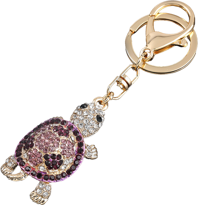바코젤 크리스탈 거북이 자동차 키홀더 백참 키링 가방 악세사리, 퍼플, 1개