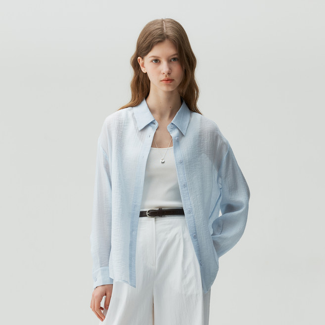 마인드브릿지 여성용 시어 세미 오버핏 투웨이 셔츠 MZWS3202