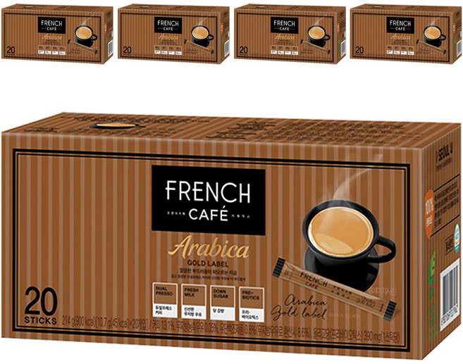 FRENCH CAFE 阿拉比卡咖啡三合一隨身條, 10.7g, 20入, 5個