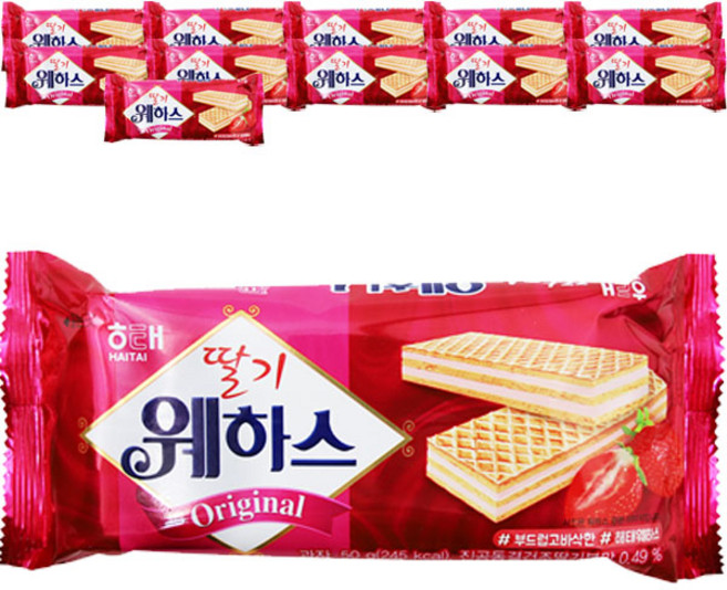 해태제과 딸기 웨하스, 50g, 12개