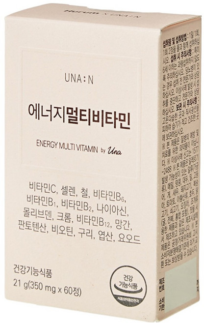 Hurum UNA-N 能量高含量多合一綜合維他命礦物質, 1個, 60錠