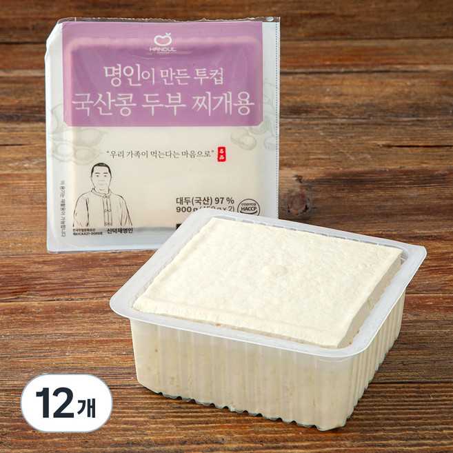 한둘 명인이 만든 투컵 두부 찌개용, 450g, 12개