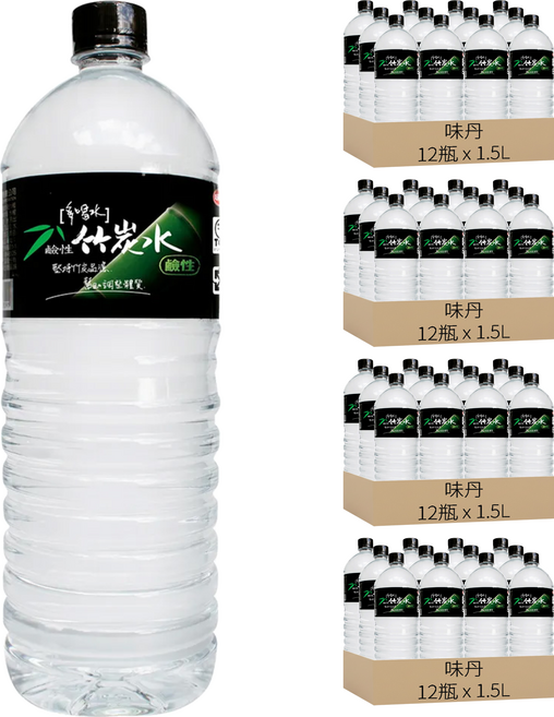 多喝水 鹼性竹炭水, 1.5L, 48瓶