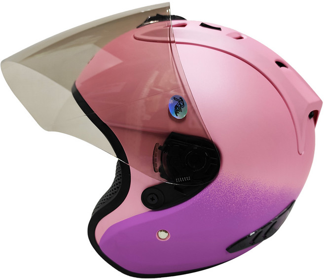FIGHTER HELMET R3A6 露臉式安全帽 含一層護目鏡, 消光珠粉紅/紫水仙, 1個