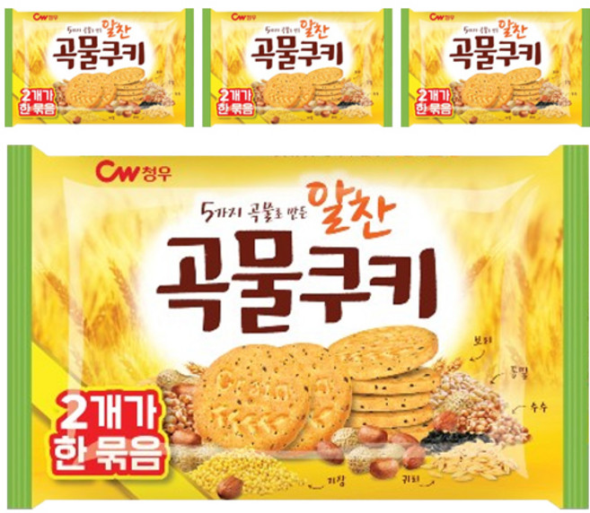 청우식품 알찬 곡물쿠키, 200g, 4개