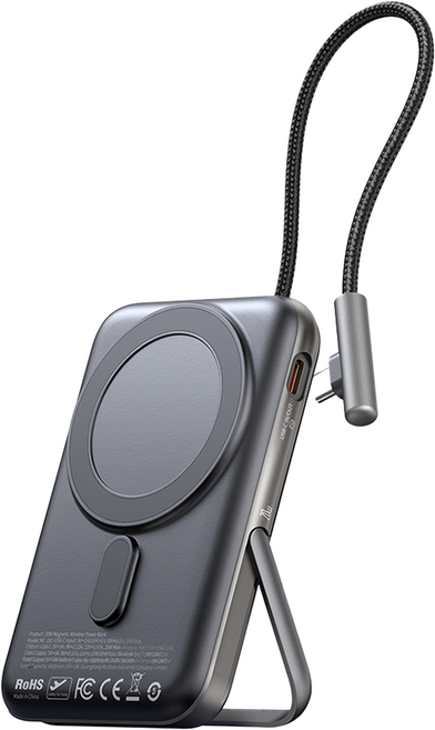 Mcdodo 麥多多 磁吸式支架行動電源 10000mAh 20W Type-C MagSafe 無線充, 黑色, MC-1811
