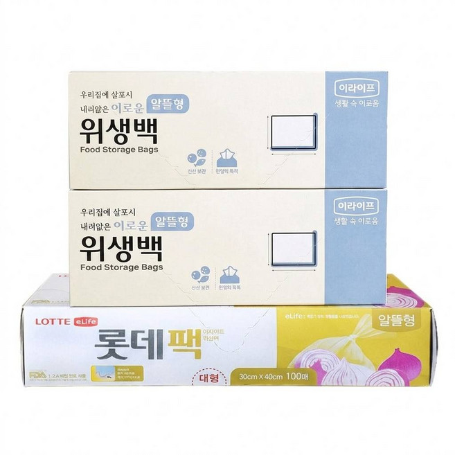 LOTTE 樂天 e.Life 捲筒式透明保鮮袋, S(200入) + L(100入), 300入, 1組